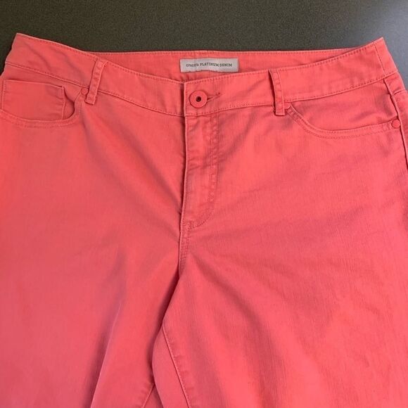 Chico’s platinum denim culottes coral 25 .34/23. - Picture 3 of 7